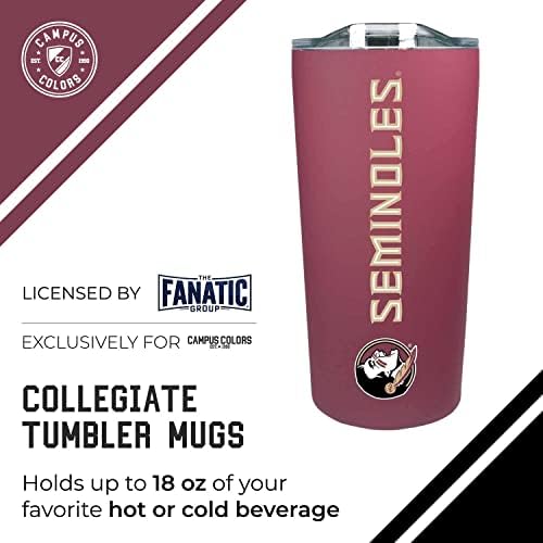 Campus Colors NCAA Stainless Steel Tumbler perfect for Gameday - 18 oz - Double Walled - Keeps Drinks Perfectly Insulated (Florida State Seminoles - Maroon)