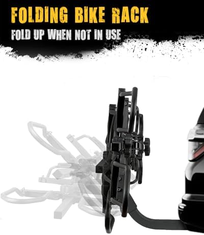 2 Bike Racks for Tow Hitch 180 lbs Capacity for Bikes, Electric eBikes, Fat Tire, Road Bikes and MTB, Tilting Folding E-Bike Rack for Car SUV Pickup Truck RV Camper - 2 inch Receiver