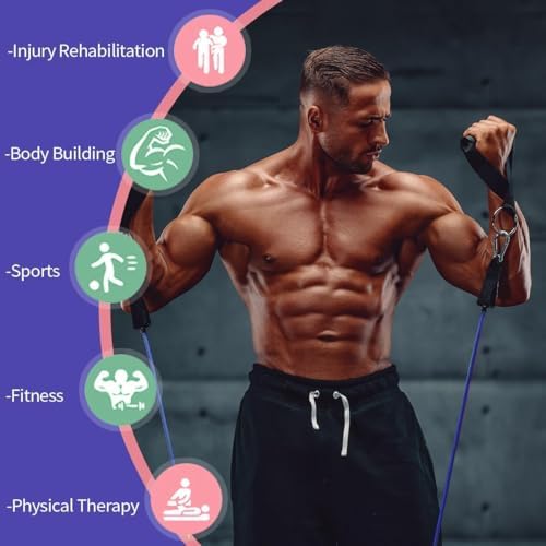 VEICK Resistance Bands, Exercise Bands, Workout Bands Set for Working Out with Handles for Men Women, Elastic Exercising Bands for Fitness Weights Work Out at Home Gym