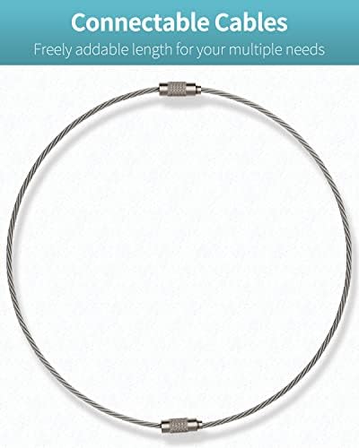 Pawfly 6 Inch Wire Keychain Cable Large Stainless Steel Key Ring Loop for Outdoor Hiking Connectable Luggage Tag Keeper
