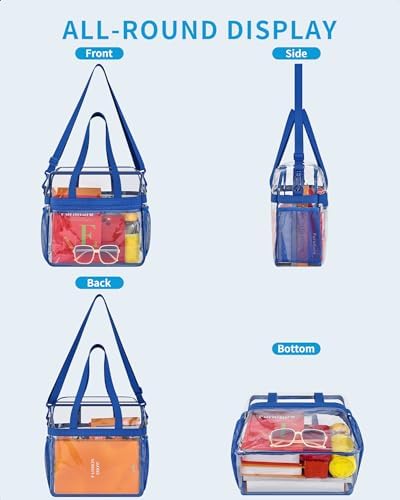 Paxiland Clear Bag for Stadium Events 12x6x12, Clear Tote Bag with Reinforced Strap, Transparent Bag for Sports Concert