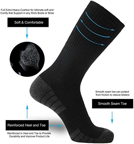 ONKE Cotton Full Cushion Crew Socks for Men Women Athletic Thick Warm Heavy Duty Steel Toe Work Boot Moisture Wicking Control