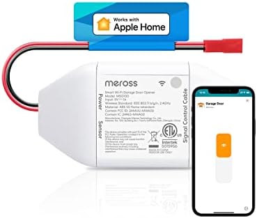 meross Smart Garage Door Opener Remote, Compatible with Apple HomeKit, Amazon Alexa, Google Assistant, SmartThings, Multiple Notification Modes, No Hub Needed