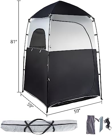VINGLI 6.8FT Shower Tent, Large Instant Pop Up Shelter with Mesh Floor & Carrying Bag, Privacy Changing Room Tent for Toilet, Camping, Dressing, Lightweight & Sturdy, Easy Set Up