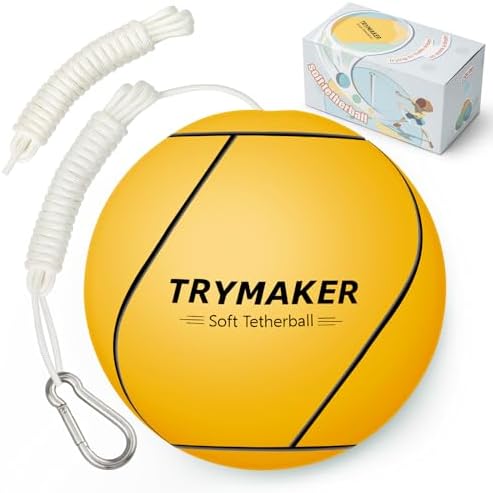 Tetherball, Tether Balls and Rope Set, Replacement Tetherball for Kids and Adults Backyard Outdoors
