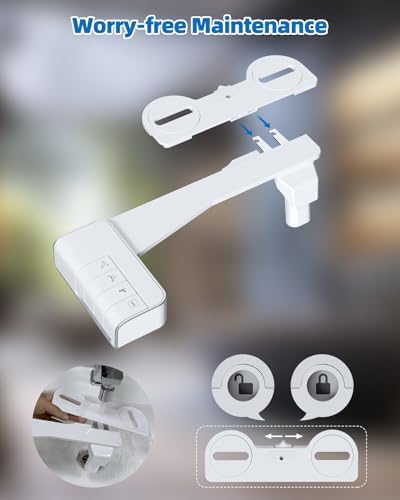 Hibbent Bidet Attachment for Toilet, Non-Electric Dual Nozzle for Frontal & Rear Wash, Adjustable Water Pressure Control, Fresh Water Bidet Toilet Seat, Self Cleaning Water Sprayer, White