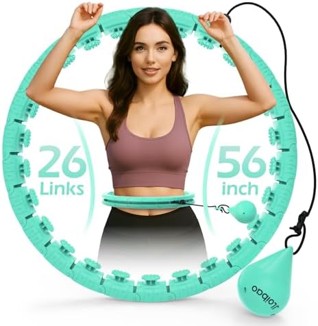 Weighted Hula Circle with 26 Links(56 Inch) for Adults Weight Loss, Infinity Fitness Hoop Plus Size, for Women Smart Exercise Equipment