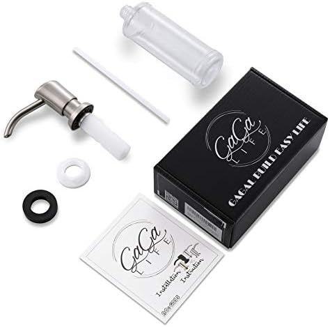 GAGALIFE Built in Sink Soap Dispenser or Lotion Dispenser for Kitchen Sink, Brushed Nickel ABS Pump Head, with 17 Ounce Large PET Soap Bottle