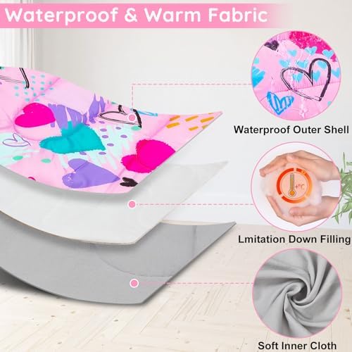 FIOBEE Kids Sleeping Bag for Girls Boys 3 Season Warm & Cool Weather Youth Camping Sleeping Bags with Backpacking Bag Waterproof for Traveling Hiking Indoor Outdoor Camping Essentials