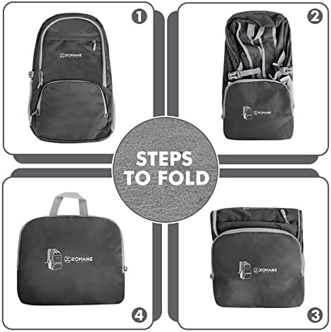 ZOMAKE Lightweight Packable Backpack 30L, Foldable Hiking Backpacks Water Resistant Compact Folding Daypack for Travel(Dimgray)