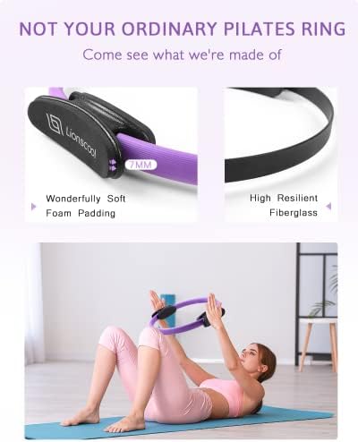 LIONSCOOL Pilates Ring Set – 14" Anti-Deformation Magic Circle with Padded Handles, Mini Ball, Resistance Bands, Guide & Bag