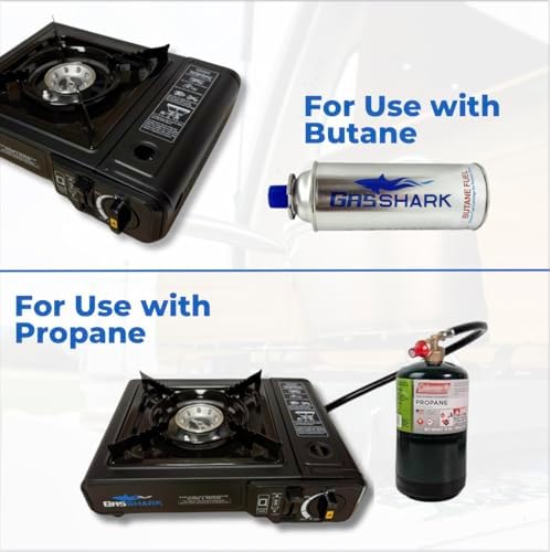 Dual Fuel Propane or Butane Portable Stove | 12,000 BTUs | Camping Stove | Outdoor Cooking and Emergency Kit | Propane Hose and Carrying Case Included