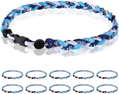 12 Pack Baseball Necklace 18inch, Team Gift for Baseball Funs, Three Braided Titanium Tornado Rope Design, with Muti - Color for Pick