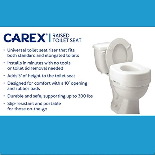 Carex Toilet Seat Riser - Adds 5.5 Inch of Toilet Height - Raised Toilet Seat with 300 Pound Weight Capacity, Slip-Resistant, Toilet Riser, Elevated Toilet Seat