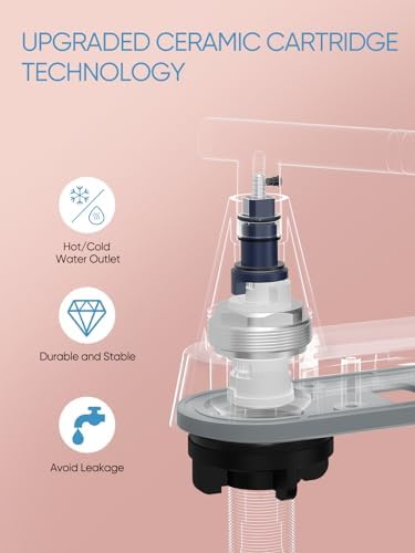 Cobbe Brushed Gold Bathroom Faucets, 4-Inch Bathroom Sink Faucet, 2 Handle Sink Faucet with Pop Up Drain and Water Supply Lines, Gold