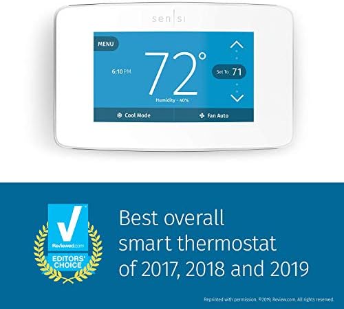EMERSON Sensi Touch Wi-Fi Smart Thermostat with Touchscreen Color Display, Works with Alexa, Energy Star Certified, C-wire Required, ST75W , White