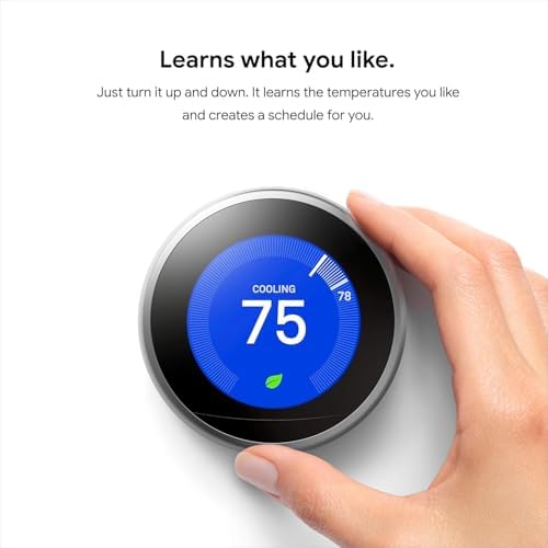 Google Nest Learning Thermostat - 3rd Gen - Programmable Smart Thermostat for Home - Compatible with Alexa (Mirror Black)