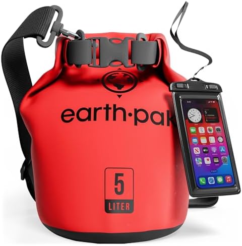 Earth Pak Waterproof Dry Bag - Roll Top Waterproof Backpack Sack Keeps Gear Dry for Kayak with Waterproof Phone Case