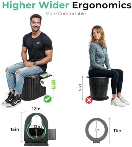 Sckee Camping Toilet, Portable Toilet for Adults, Portable Travel Floding Toilet with Lid and Paper Holder, Compact Potty for Car, Camp Toilet Portable Toilet for Camping, Hiking,Truck, RV, Beach