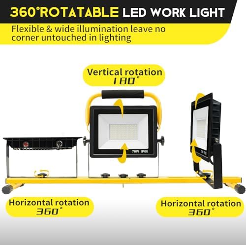 21000Lumen LED Work Lights with Stand: 3 Head Adjustable Work Light with Individual Switch - IP66 Waterproof Foldable Tripod Worklight with 16.4FT Cord for Indoor Outdoor Portable Lighting