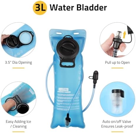 CVLIFE Tactical Hydration Pack 3L - Lightweight Water Bag With Bladder for Men Women, Heavy Duty Molle Backpack for Hiking, Cycling, Running, Hunting