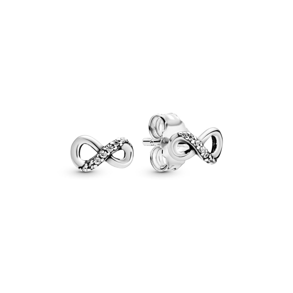 PANDORA Sparkling Infinity Stud Earrings - Stunning Women's Earrings - Gift for Her - Sterling Silver & Cubic Zirconia - with Gift Box
