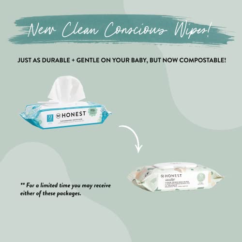 The Honest Company Clean Conscious Multi-Use Wipes | Hypoallergenic + Unscented for Sensitive Skin | Over 99% Water, Compostable, Plant Based, Baby Wipes | Rose Blossom, 288 Count