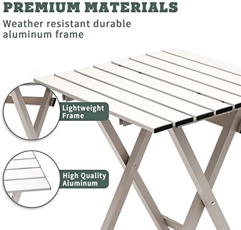 SUNNYFEEL Folding Camping Table - Lightweight Aluminum Portable Picnic Table, 18.5x18.5x24.5 Inch for Cooking, Beach, Hiking, Travel, Fishing, BBQ, Indoor Outdoor Small Foldable Camp Tables