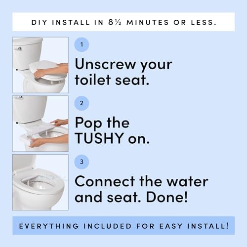 TUSHY Classic 3.0 Bidet Seat Attachment - A Non-Electric Self Cleaning Water Sprayer with Adjustable Water Pressure Nozzle, Angle Control & Easy Home Installation (Biscuit/Platinum)