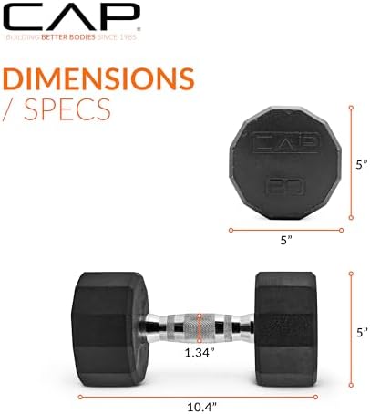 CAP Barbell Coated Hex Dumbbell Weight | Multiple Options
