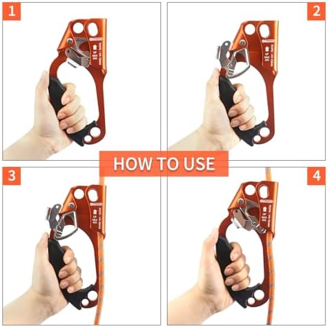 NewDoar UIAA & CE Certified Hand Ascender Rock Climbing Tree Arborist Rappelling Gear Equipment Rope Clamp for 8~13MM Rope