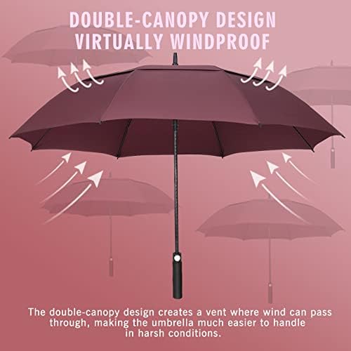 ZOMAKE Automatic Open Extra Large Golf Umbrella 51/54/62/68 Inch, Double Canopy Vented Windproof Oversize Stick Umbrellas for Rain