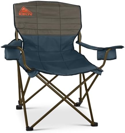 Kelty Deluxe Lounge Chair – Folding Outdoor Camp Chair, Insulated Cupholders, Customized Recline, Steel Frame, Padded Roll Storage, 2024 (Deep Lake)