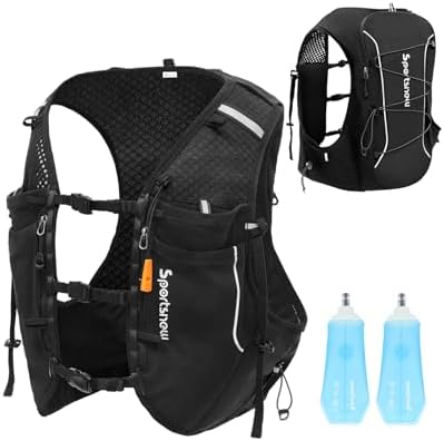 sportsnew Running Vest for Women Men, Lightweight 10L Hydration Backpack with Waterproof Phone Pocket, Breathable Pack for Hiking Trail Running Cycling Marathon