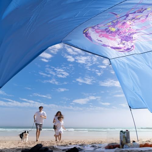 Beach Shade Tent Sun Canopy Shelter, Wind Canopy for Beach, Backyard, Park, Dessert, Light Weight, Easy Set Up, 150 Sq. Ft. of Shade for 3-6 People, Regatta Jellyfish