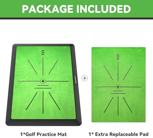 Golf Hitting Mat | Golf Training Mat for Swing Path Feedback/Detection Batting | Extra Replaceable Golf Practice Mat 16"x12" | Golf Gifts for Men/Women for Home Indoor Outdoor