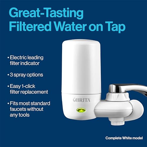 Brita Faucet Mount Water Filter for Sink, Removes 99% of Lead, Elite Advanced Filtration System, Includes 2 Replacement Filters, White