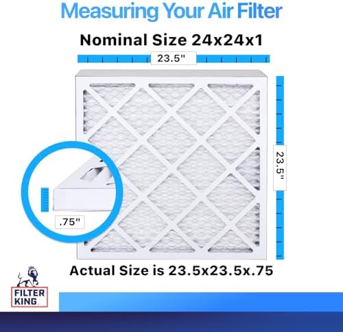 Filter King 24x24x1 Air Filter | 4-PACK | MERV 8 HVAC Pleated A/C Furnace Filters | MADE IN USA | Actual Size: 23.5 x 23.5 x .75"
