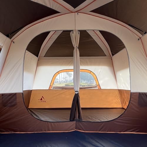 KTT Extra Large Tent 10-12-14 Person(Style-B),Family Cabin Tents,2 Rooms,3 Doors and 3 Windows with Mesh,Straight Wall,Waterproof,Double Layer,Big Tent for Outdoor,Picnic,Camping,Family Gathering