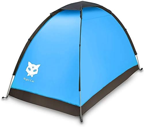 Night Cat Backpacking Tent for One 1 to 2 Persons Lightweight Waterproof Camping Hiking Tent for Adults Kids Scouts Easy Setup Single Layer 2.2x1.2m