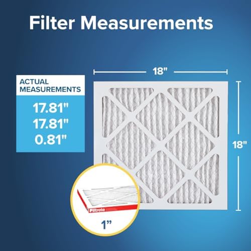 Filtrete 18x18x1 AC Furnace Air Filter, MERV 11, MPR 1000, Micro Allergen Defense, 3-Month Pleated 1-Inch Electrostatic Air Cleaning Filter, 6 Pack (Actual Size 17.81x17.81x0.81 in)