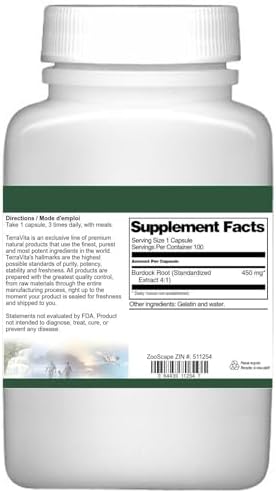 Extra Strength Burdock Root 4:1 Extract - 450 mg (100 Capsules, ZIN: 511254) - 2 Pack