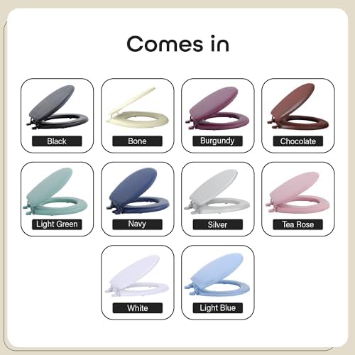 Soft Standard Vinyl Toilet Seat, Navy - 17 Inch Soft Vinyl Cover with Comfort Foam Cushioning - Fits All Standard Size Fixtures - Easy to Install Fantasia by Achim Home Decor