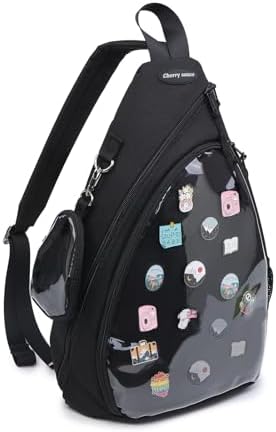 Oxford Ita Bag Kawaii Pin Display Chest Pack Single Shoulder Bag Sport Backpack Hiking Daypack, Medium