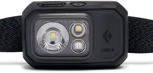 BLACK DIAMOND Storm 500-R Rechargeable LED Headlamp, Waterproof and Dimmable for Camping, Hiking, Running, Hunting, Work with Red Light Headlamp Mode, Graphite