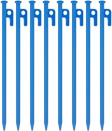 8 Pack Tent Stakes Heavy Duty 12 inch Steel Tent Pegs for Camping Unbreakable and Inflexible