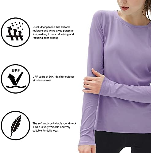 isnowood Women's Sun Protection Long Sleeve Shirts, UPF 50+ UV Rash Guard Swim Shirt, Workout Hiking Running Athletic Tops