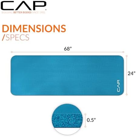 CAP Barbell 1/2-Inch High Density Exercise Yoga Mat with Strap | Multiple Options