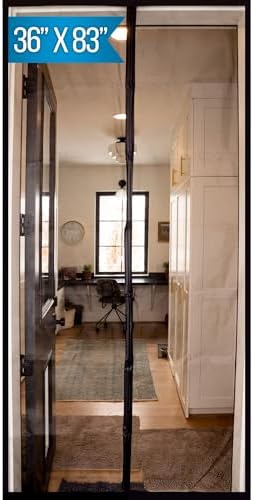 Fenestrelle Magnetic Screen Door for Standard, French & Sliding Door, Large Pet & Kids, Keep Bugs Out, Heavy Fiberglass Mesh, Self Closing Continuous Magnetic Seal (Fits Door Size 34"x80", Black Trim)