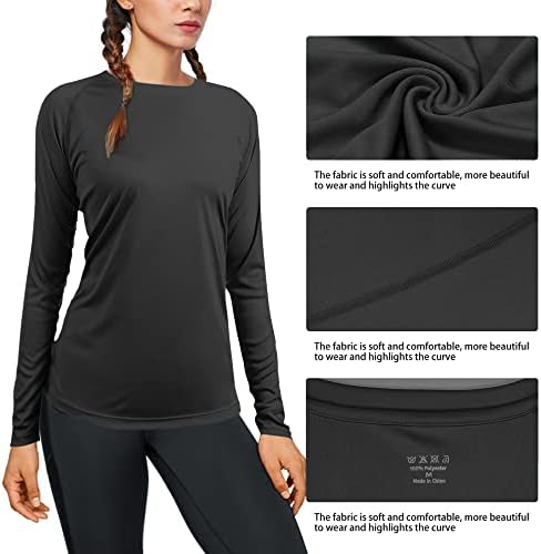 isnowood Women's Sun Protection Long Sleeve Shirts, UPF 50+ UV Rash Guard Swim Shirt, Workout Hiking Running Athletic Tops